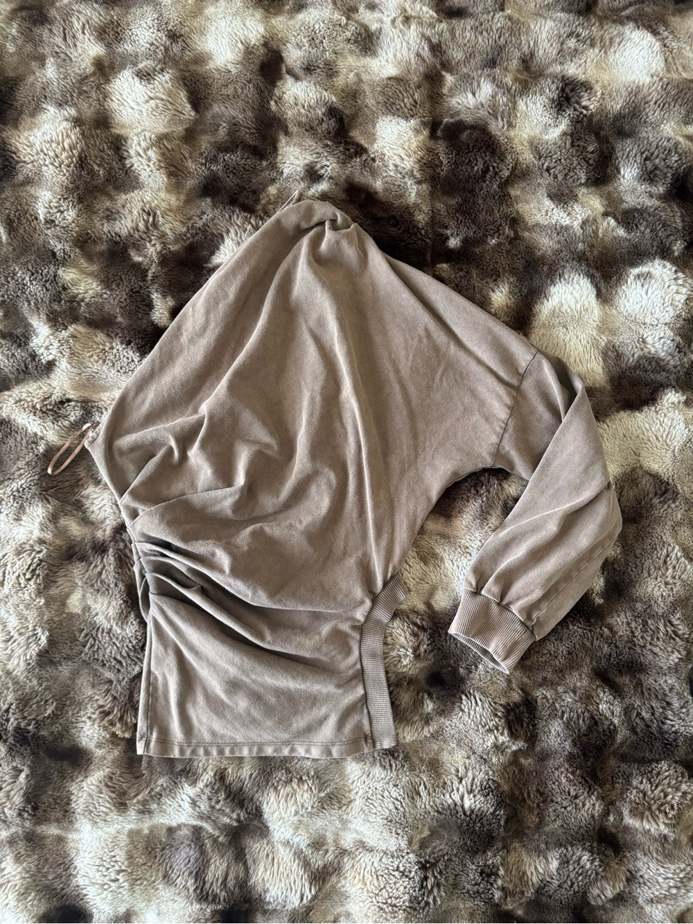 Zara Taupe Asymmetric Dolman Sweatshirt